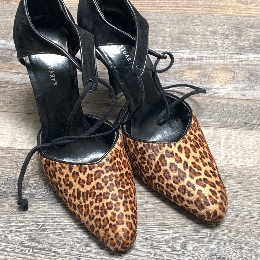 Colin Stuart Leather Animal Print Heels